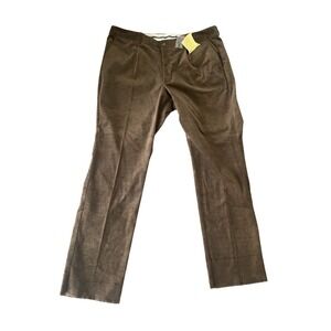 Barbour Corduroy Trousers NWT Relaxed Pleat Brown Unfinished Hem | Size‎ 44